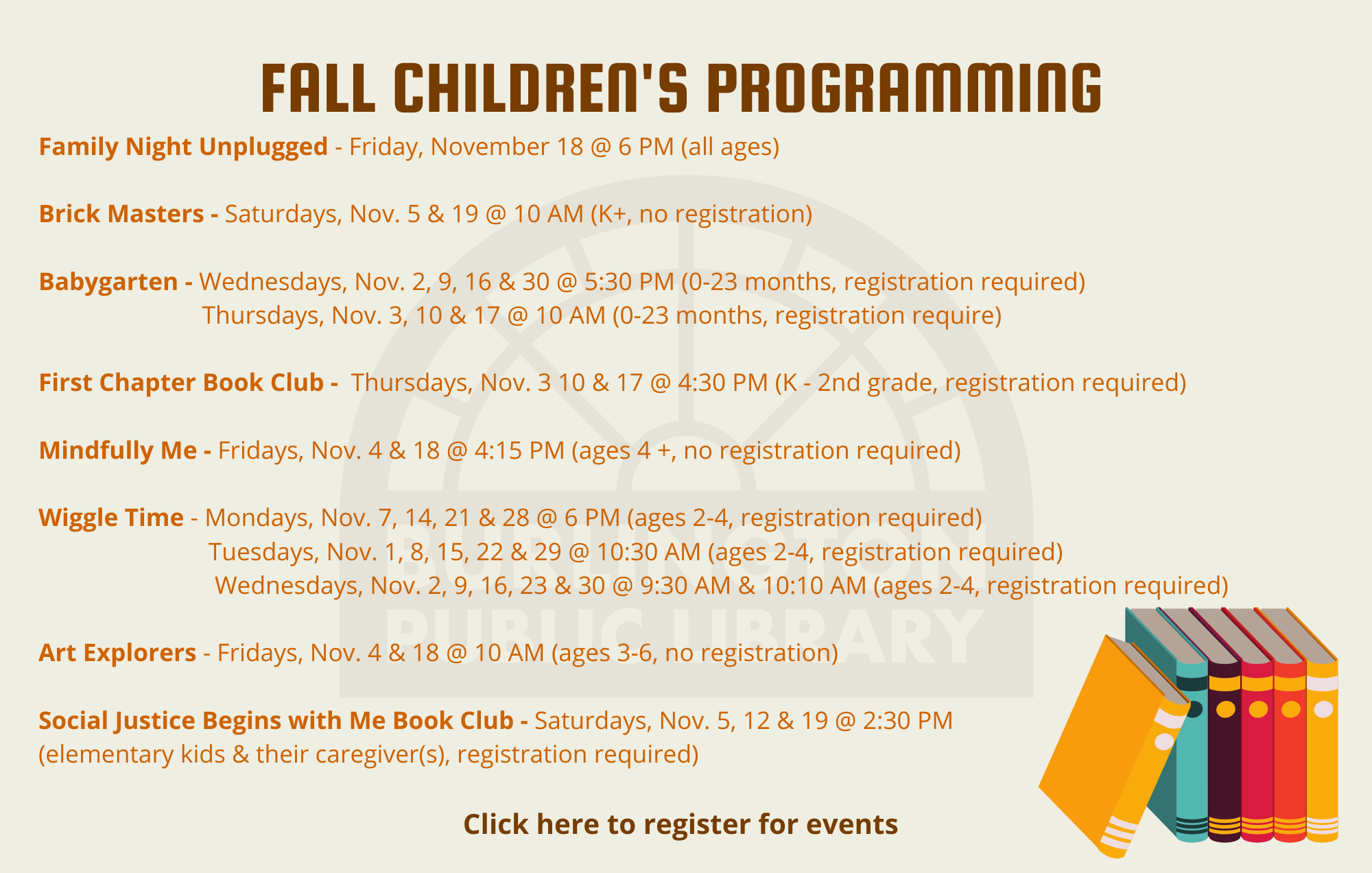 Click here to register for fall events