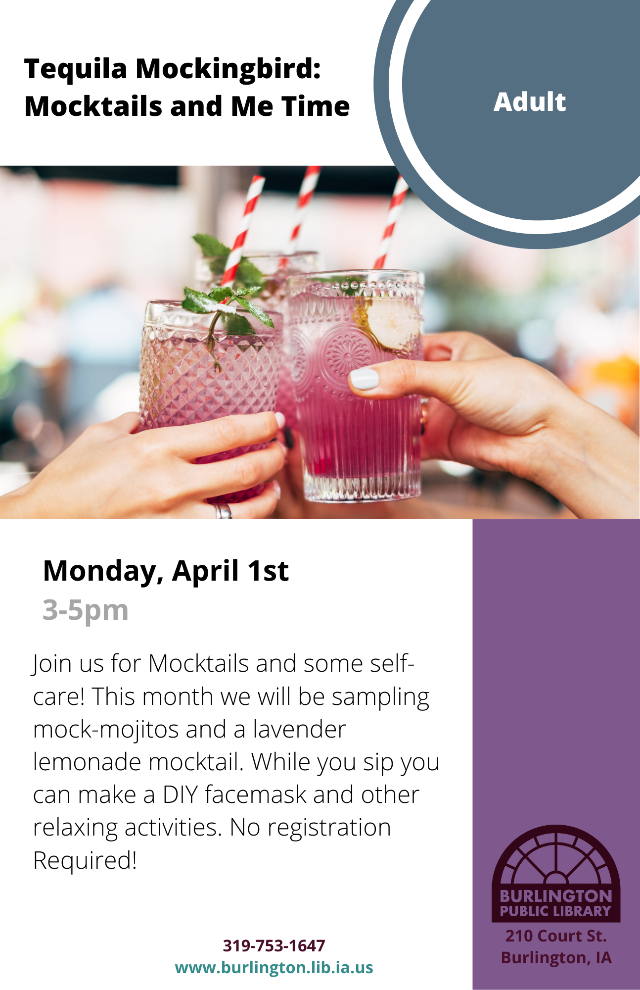 Tequila Mockingbird: Mocktails and Me Time :: Burlington Public Library